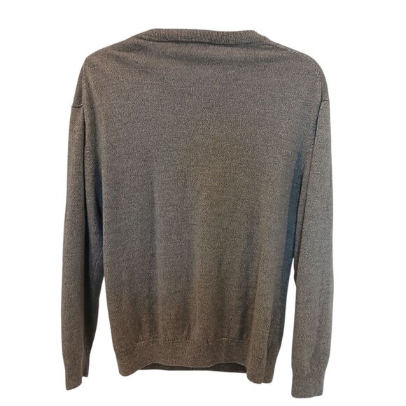 Turnbury Men's V Neck Sweater Size Large Extra Fine Merino Wool Brown Preppy - Picture 4 of 11